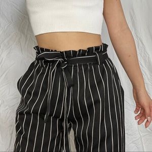 Paperbag striped trousers